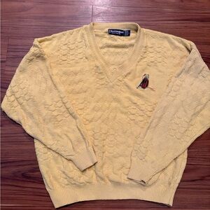 Vintage Golf 90’s knit Textured Yellow V-Neck Sweater Preppy